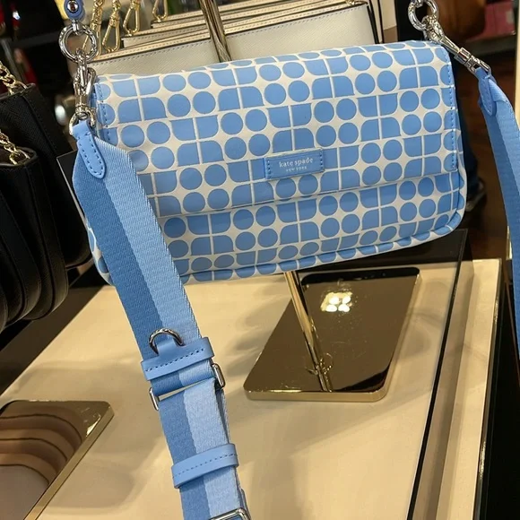 Kate Spade Noel Jacquard Convertible Crossbody Canvas XBody 
Astral Blue 
NWT - Picture 15 of 16